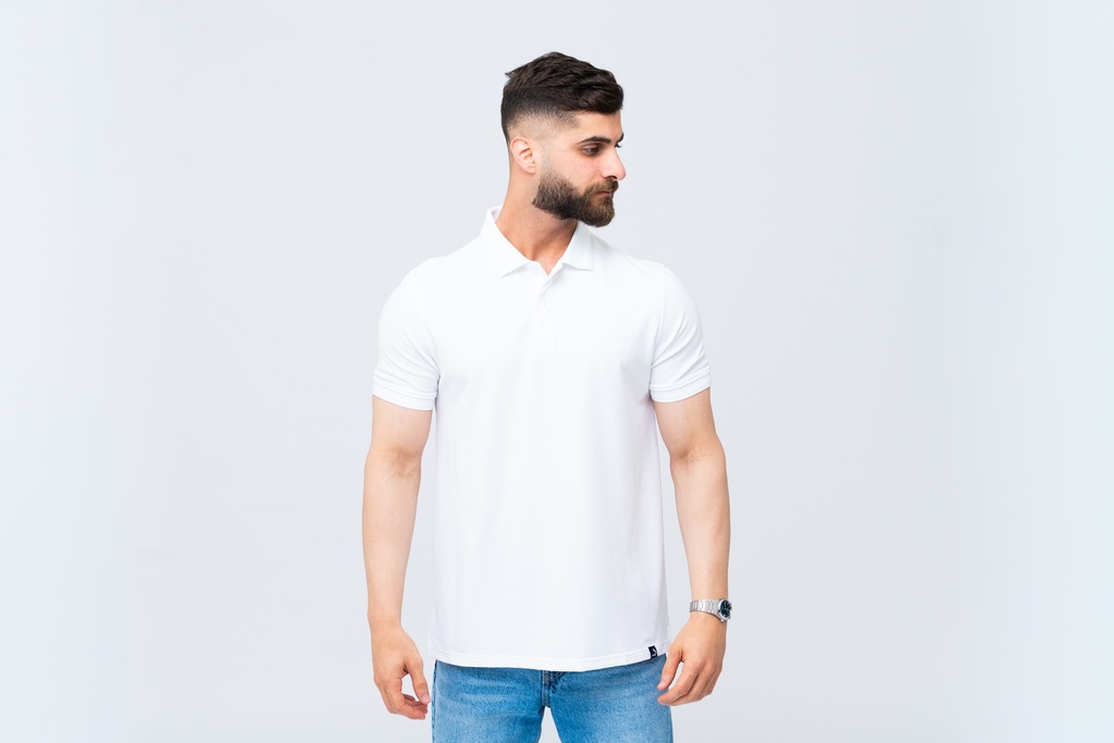 [SCS011] بولو أساسي RM (أبيض, XL)