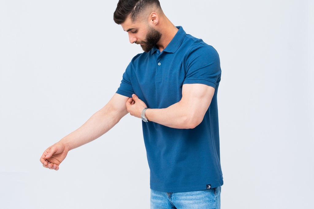 [SCS011] بولو أساسي RM (أزرق, XL)