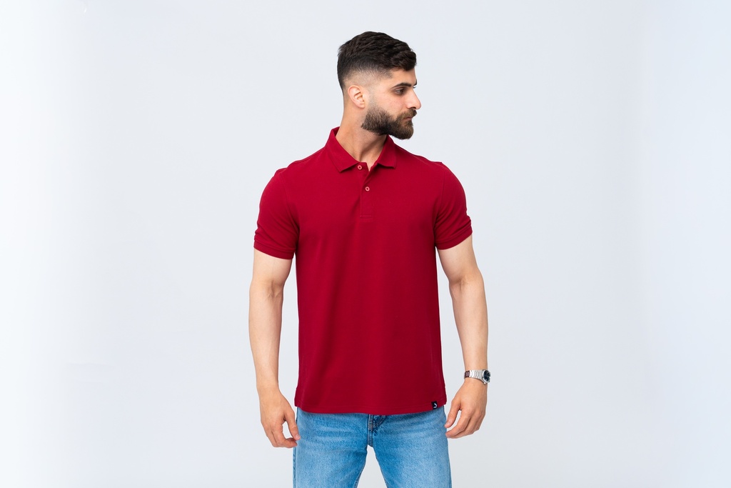 [SCS011] بولو أساسي RM (عنابي, XL)